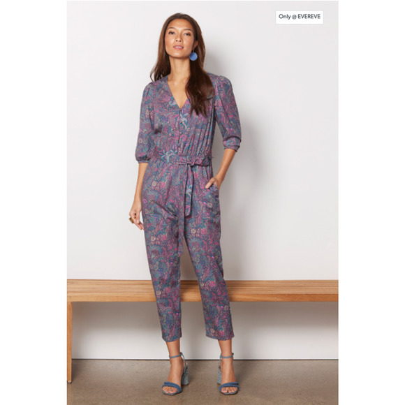 EVEREVE NWT Ember Multicolor Print Puff Sleeve Jumpsuit // XS - Picture 15 of 15
